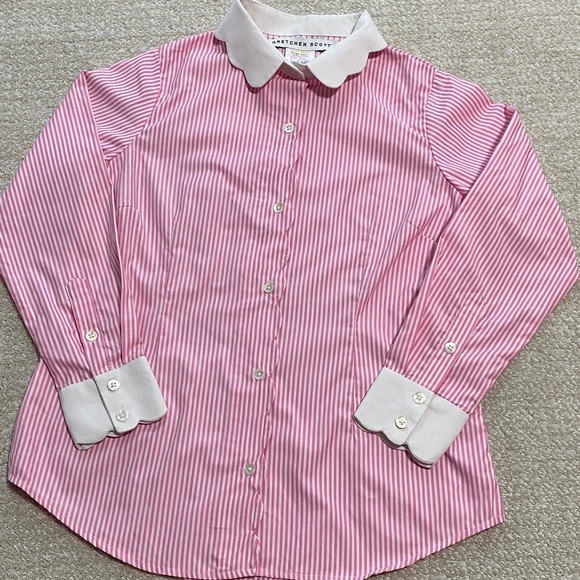 Gretchen Scott Designs Pink and White Button-Down Shirt Size S 65%. Polyester - Picture 14 of 16